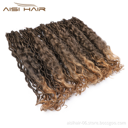 Aisi Hair Wholesale Faux Locs Ombre Brown Crochet Braids Hair Faux Locks Synthetic Braids Hairpieces Extensions For Black Women